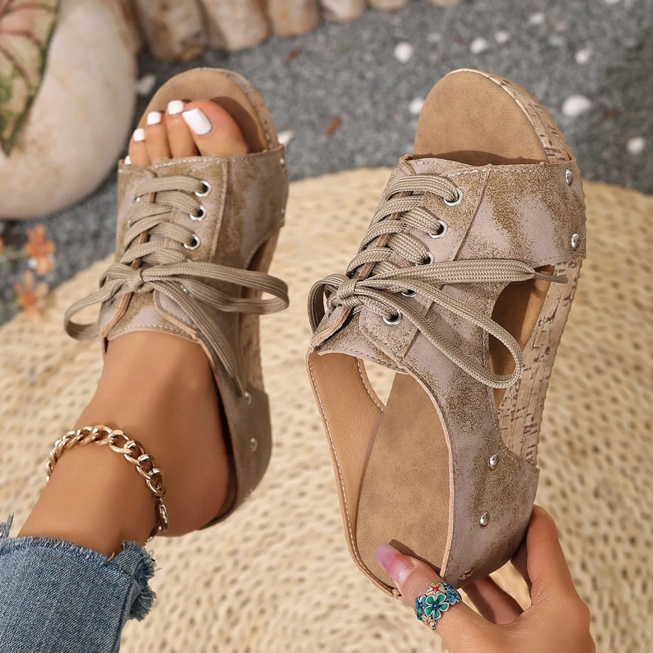 Women’s Retro Wedge Sandals –Comfortable Wedge Summer Slippers