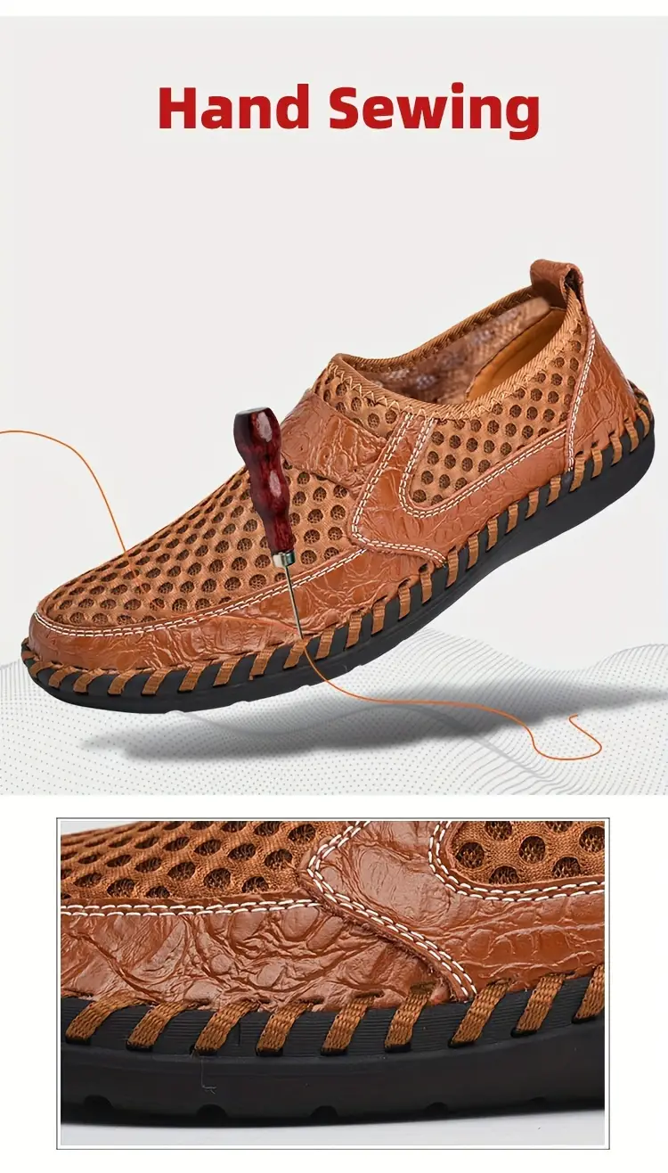 Summer Sale 70%🔥 Mens' Summer Slip-on Shoes, Breathable Mesh Leather Loafers