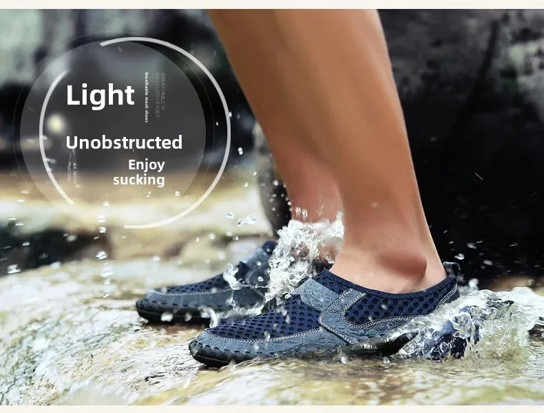 Summer Sale 70%🔥 Mens' Summer Slip-on Shoes, Breathable Mesh Leather Loafers