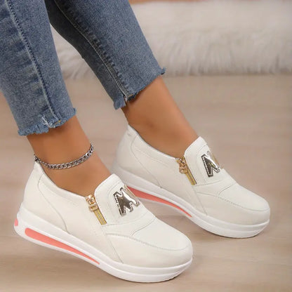 Last day 50% Off❤️ Women's Casual Platform Slip On Sneakers, Side Zipper Low Top Running Shoes, Casual Walking Sports Shoes
